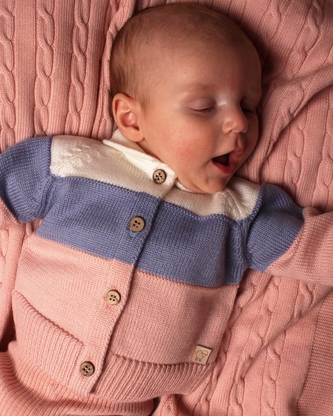 Golfino neonata color block in pura lana vergine merino extrafine