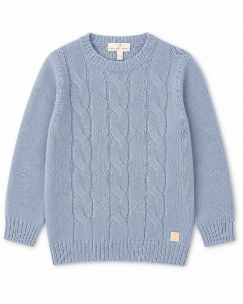 Maglione a trecce bambino e bambina in pura lana merino ultrafine
