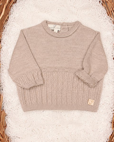 Maglia con colletto neonato in pura lana merino extrafine