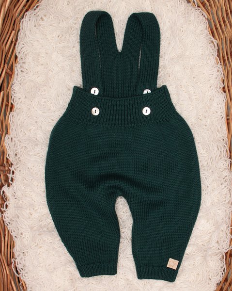 Pantalone neonato bretelle in pura lana merino