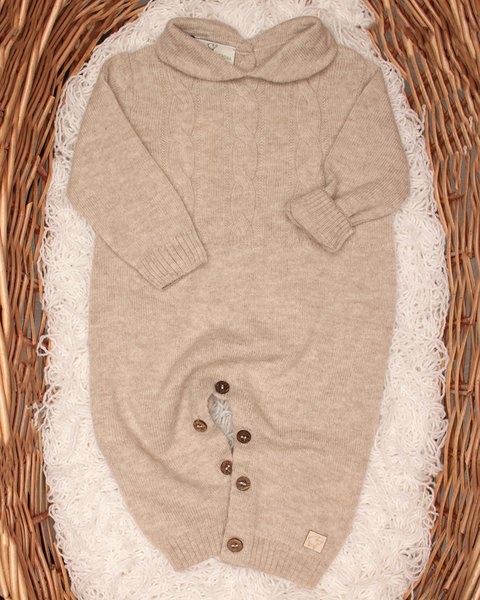 Tutina neonato con trecce in pura lana vergine merino ultrafine