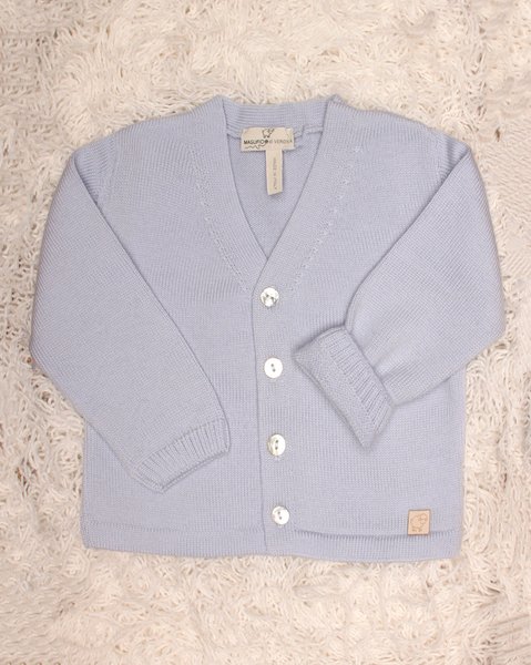 Cardigan neonato v in pura lana merino