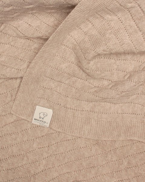 Copertina nascita trecce culla in pura lana merino ultrafine