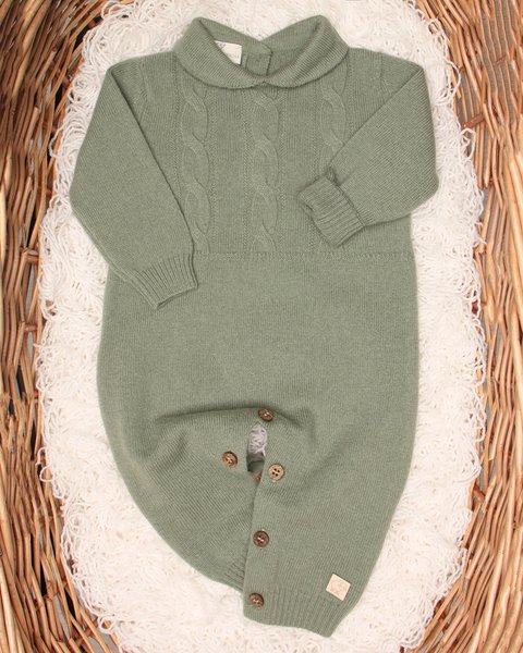 Tutina neonato con trecce in pura lana vergine merino ultrafine