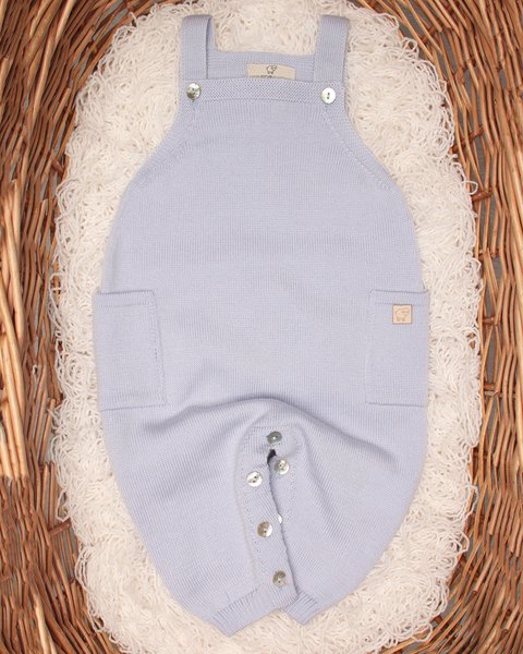 Salopette neonato taschine in pura lana merino