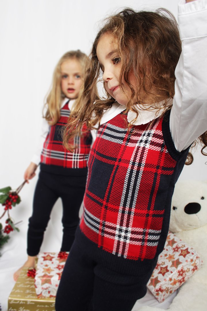 Gilet tartan pura lana bimbi