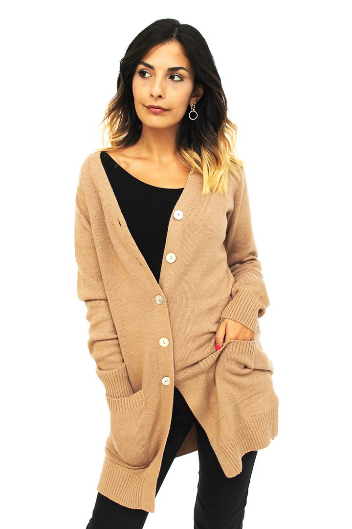 Cardigan lungo cashmere blend donna