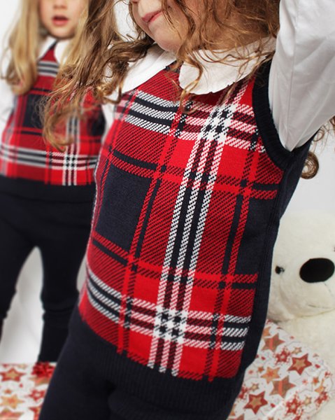 Gilet tartan pura lana bimbi