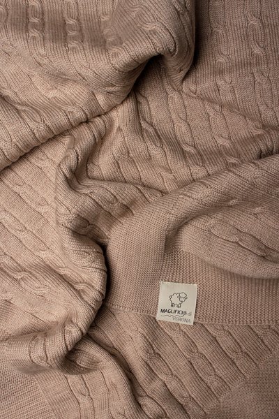 Coperta trecce pura lana merino 70*80cm - essential