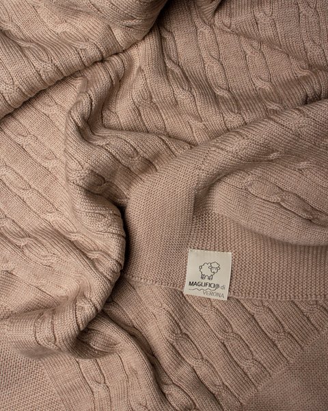 Coperta trecce pura lana merino 70*80cm - essential