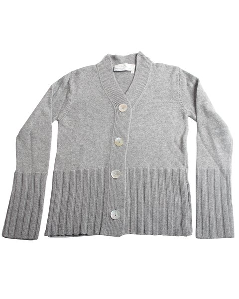 Cardigan fondo coste in cashmere blend donna