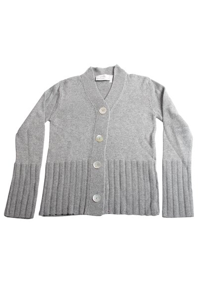 Cardigan fondo coste in cashmere blend donna