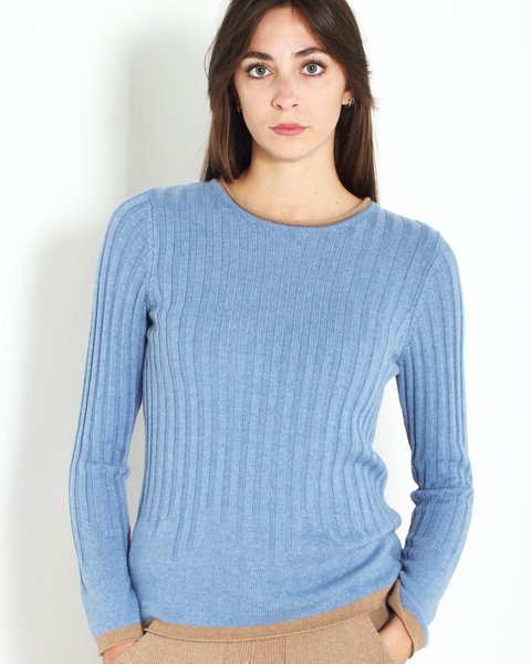 Girocollo costina cashmere blend donna