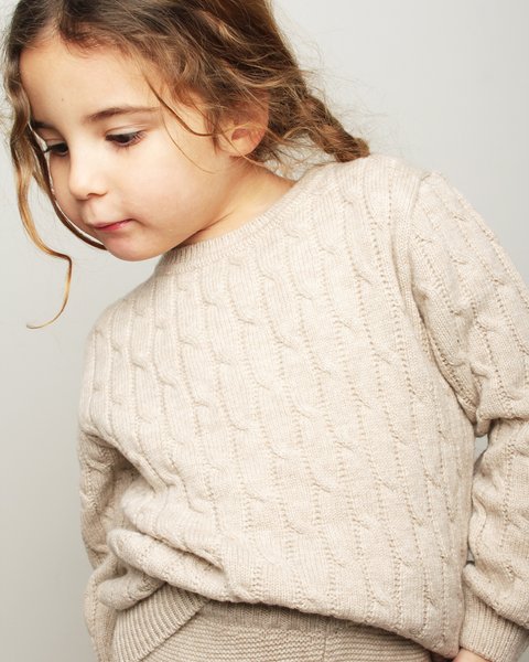 Maglia trecce bimbi in pura lana merino ultrafine