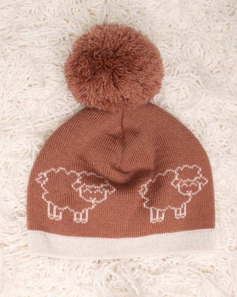 Cappellino woolly neonato in pura lana