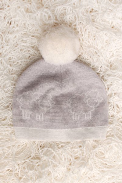 Cappellino woolly neonato in pura lana