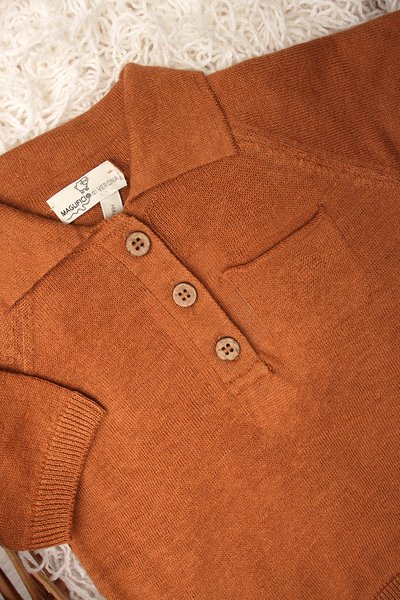 Maglia polo in puro lino e puro cotone neonati
