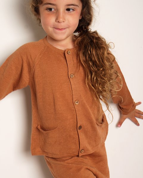 Giacchina tasche bimbi in puro lino e puro cotone