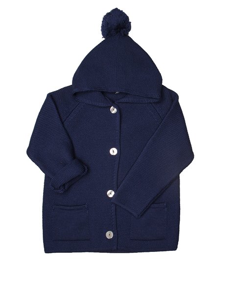 Giacca links con cappuccio in pura lana merinos per bimbi