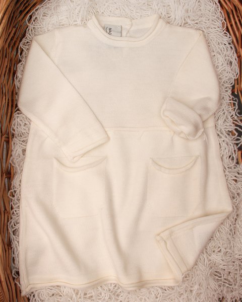 Vestitino neonata taschine in pura lana merino