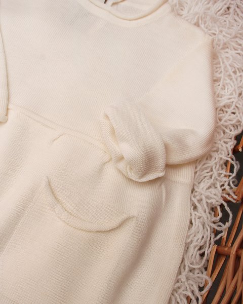 Vestitino neonata taschine in pura lana merino