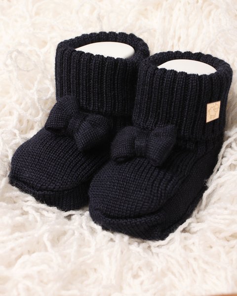 Scarpine lana neonato con fiocco