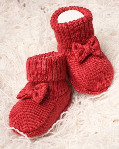Scarpine lana neonato con fiocco
