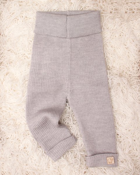 Pantaloni in maglia costina neonati in pura lana merinos