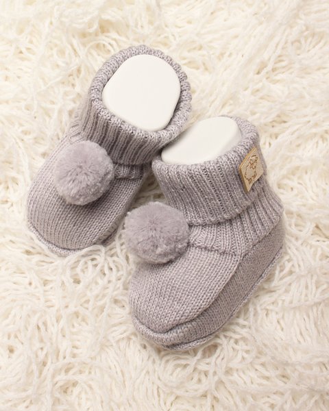 Scarpine per neonati pon pon in pura lana merino