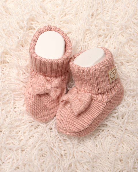 Scarpine lana neonato con fiocco