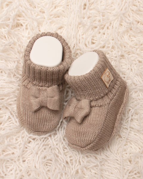 Scarpine lana neonato con fiocco