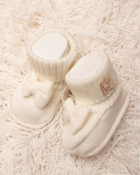 Scarpine lana neonato con fiocco
