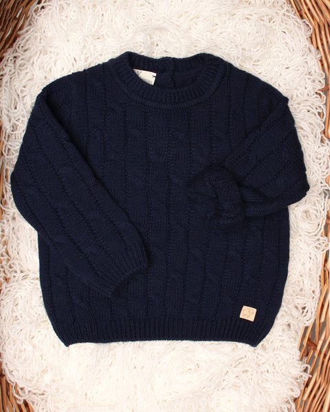 Maglioncino neonati trecce in pura lana merino ultrafine