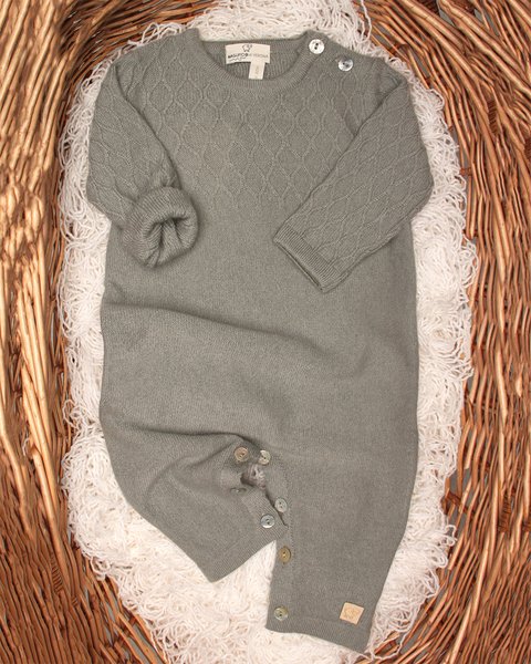 Tutina in maglia losanghe neonati in puro cashmere
