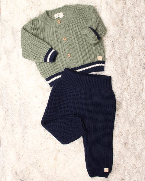 Completo neonati riga in pura lana merino ultrafine