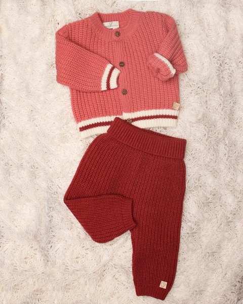 Completo neonati riga in pura lana merino ultrafine
