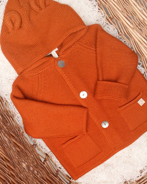 Cappottino orecchie neonati in pura lana merino