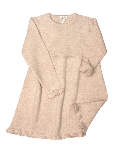 Abito in maglia rouches in pura lana merino ultrafine