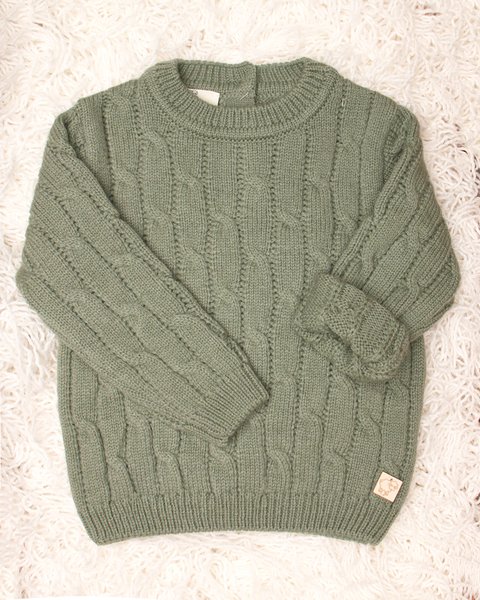 Maglioncino neonati trecce in pura lana merino ultrafine