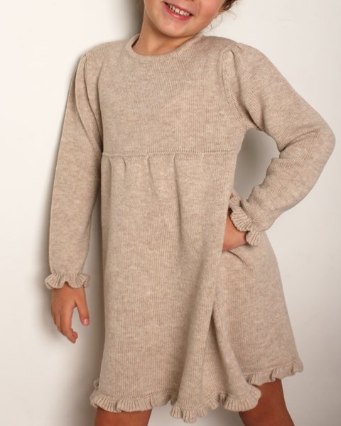 Abito in maglia rouches in pura lana merino ultrafine