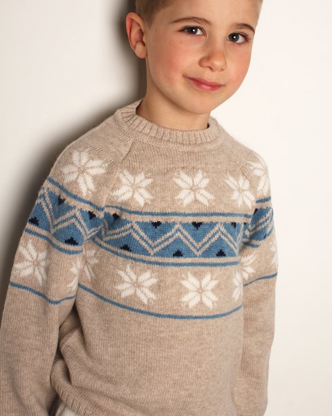 Maglione jacquard in pura lana merino ultrafine bimbi