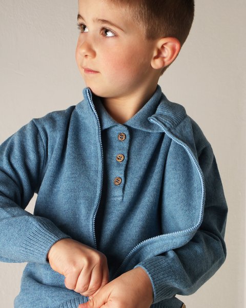 Giacchino bimbo zip in pura lana merino ultrafine