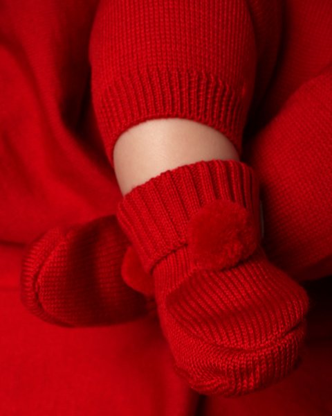 Scarpine per neonati pon pon in pura lana merino