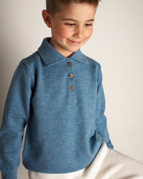 Polo in maglia bimbo in pura lana merino ultrafine
