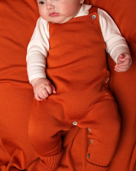 Salopette neonato taschine in pura lana merino