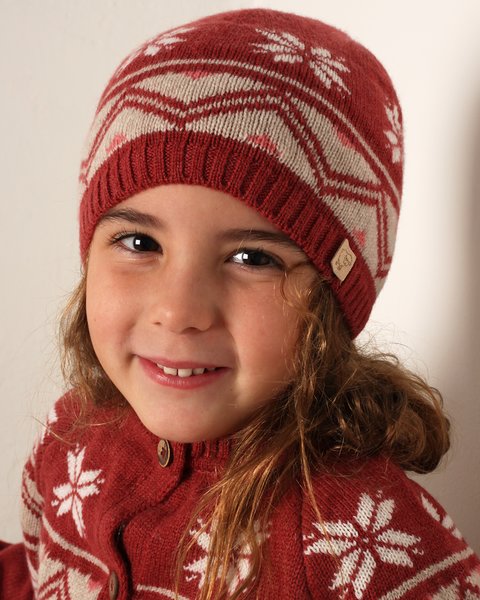 Berretto jacquard in pura lana merino ultrafine bimbi