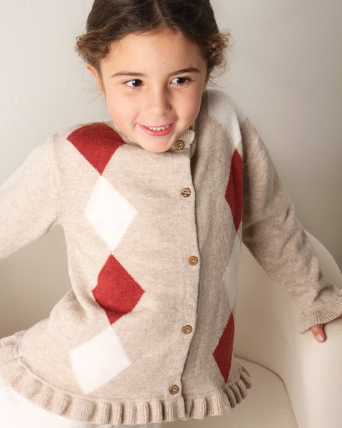 Giacca bambina rombi in pura lana merino ultrafine