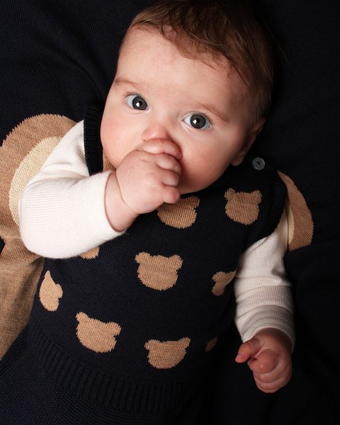 Gilet neonato teddy in pura lana merino