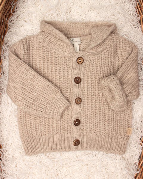 Giacca cappuccio neonati in pura lana merino ultrafine