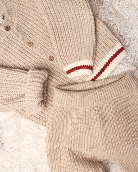Completo neonati riga in pura lana merino ultrafine